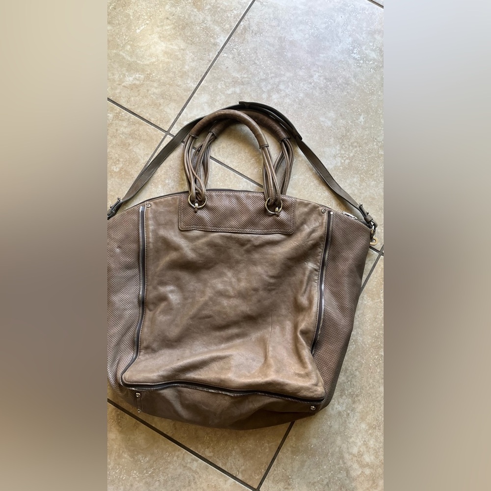 Alexander Wang Grey Leather Perforated Adjustable Satchel
